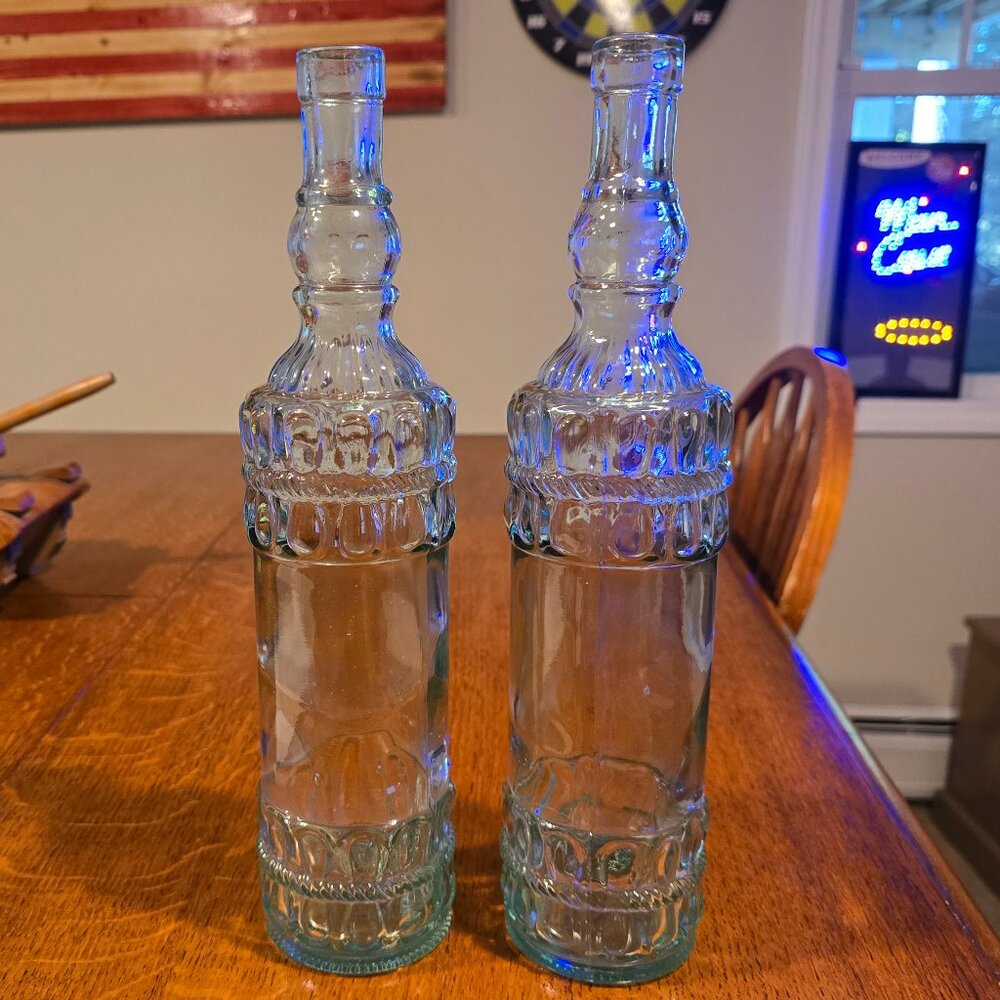 Set of 2 Vintage Ribbed Glass Candle Holders – Clear – $22 Bundle Deal